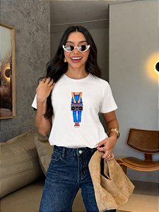 T-SHIRT DTF JEANS RETRÔ - OFF WHITE