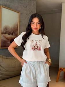 T-SHIRT DTF SOB O MANTO DE MARIA É ONDE EU QUERO ESTAR - OFF WHITE