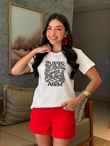 T-SHIRT DTF PAI NOSSO QUE ESTAIS NO CEU - OFF WHITE