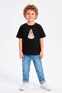 T-SHIRT INFANTIL DTF NOSSA SENHORA DE FATIMA CARTOON - PRETO