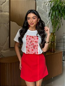 T-SHIRT DTF MELANCIA CROCHÊ - OFF WHITE