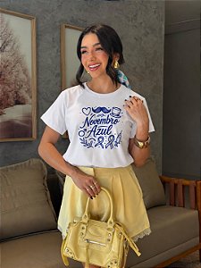 T-SHIRT DTF NOVEMBRO AZUL - BRANCO