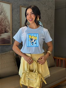 T-SHIRT DTF LINDINHA LISTRAS - AZUL CEU