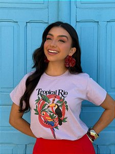 T-SHIRT DTF TROPICAL RIO, NINHO DE PASSAROS - LILAS