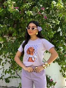 T-SHIRT DTF CACHORRO POA LILAS - LILAS