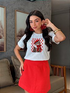 T-SHIRT DTF GATO LAÇO VERMELHO