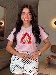 T-SHIRT DTF PEQUENA SEREIA - ROSA ROMANTIC