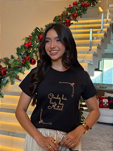T-SHIRT DTF ONDE HA LUZ HA NATAL - PRETO