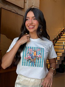 T-SHIRT DTF TROPICAL RIO BUQUE DE FLORES - OFF WHITE