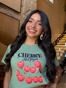 T-SHIRT DTF CHERRY LA CILEGIA - VERDE OLIVA