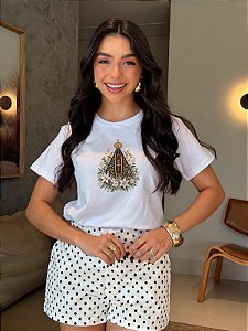 T-SHIRT DTF NOSSA SENHORA FLORES BRANCAS