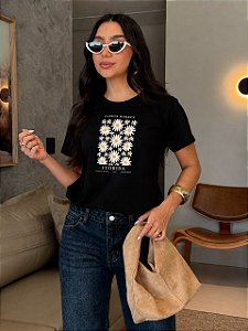 T-SHIRT DTF FLOWER MARKET FLORIDA - PRETO