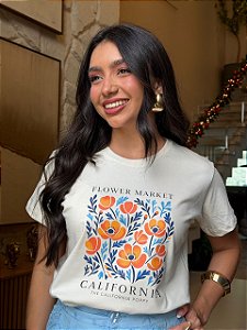 T-SHIRT DTF FLOWER MARKET CALIFORNIA - BEGE NATURAL