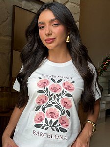 T-SHIRT DTF FLOWER MARKET BARCELONA - OFF WHITE