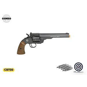 Revolver de Pressão CO2 Rossi Cowboy 7 Poleg. 4,5 mm + Cápsula de Co2 + Alvo