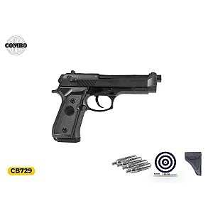 Pistola de Pressão CO2 Rossi M92 FS Dual Ammo Blowback 4,5 mm + Capa + Cápsula de Co2 + Alvo