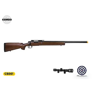 Rifle de Airsoft de Mola Sniper Rossi M24 Storm Wood 6 mm + Luneta + Alvo