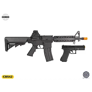 Kit Airsoft Rifle Vg M4A1 6mm e Pistola Vg V307 Mola 6mm + Alvo