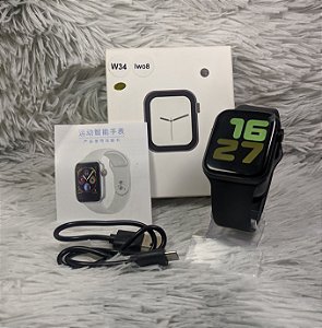 Relogio Smartwatch W34 Inteligente Iwo 8 Lite 44mm Bluetooth Preto