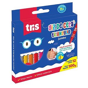 Giz de Cera Big Jumbo 12 Cores Triangular - TRIS