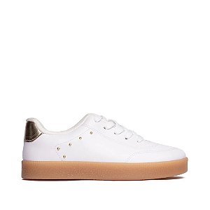 Tênis Infantil Molekinha Detalhe Lateral Branco/Dourado – 2582.101
