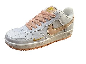 Tênis Feminino Air Force Branco Nude Dourado