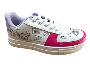 Tênis Bobbie Goods Stitch nfantil Colorir Branco Rosa