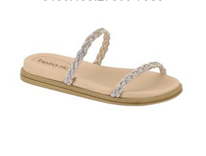Sandália Beira Rio Papete Tiras Strass – Feminina Nude+Bege 4488.105