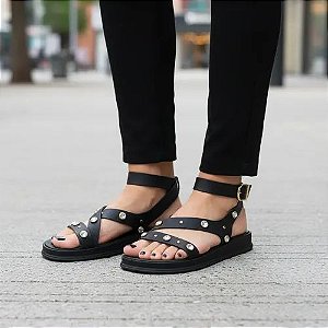 Sandália Feminina Moleca Papete Gladiadora Strass Original 5556.117