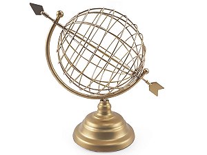 Globo Terrestre Modelo Flecha Enfeite de Mesa Em Metal Dourado  26x18 cm