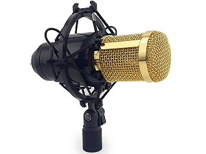 Microfone Condensador Profissional P2 Com Protetor Ante Choque Espuma Ante Ruído
