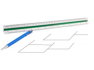 Régua Triangular Escalímetro De Plástico Tamanho 30 cm Escalas Coloridas Para Engenheiro Profissional