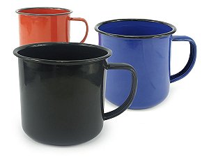 Caneca Esmaltada Retrô Art House Com Capacidade De 350ml Ideal Tomar Café Chá e Decorar Sua Cozinha