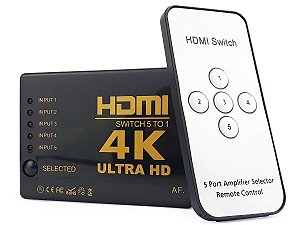 Adaptador Hub Switch HDMI Suporte Para 4K Com 5 Entradas HDMI Conexão Vários Aparelhos Em 1 Televisor