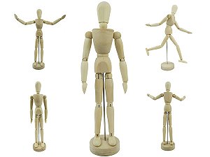 Boneco Articulado Grande 30cm De Madeira Modelo Humano Desenhos Moda Arte