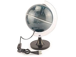 Globo Celeste 88 Constelações Decorativo Iluminado 21cm Com Luz De Led Branco Base Preta Luminária Abajur