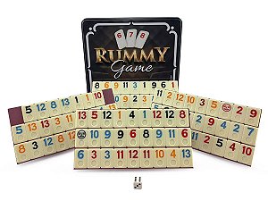 Jogo Rummy Hoyle Games 106 Peças Jogo de Tabuleiro Rummikub Com 4 Suportes e Estojo Lata