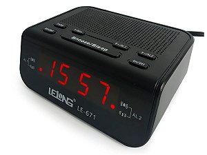 Rádio Relógio Digital De Mesa Com Alarme Lelong Le-671 110/220v Preto Fm Am