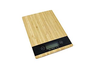 Balança Digital Precisão Cozinha de Madeira Bambu Prática Uso Doméstico Pesa Até 5KG Alimentação Saudável Dieta