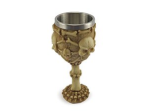 Taça Cálice Em Aço Inox e Resina 6 Caveiras Osso Crânio Medieval Rock  Colecionável Decorativo Coquetel Cerveja