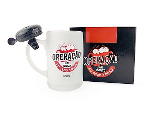 Copo Caneca Para Chopp Cerveja de Vidro 400ML Personalizado com Campainha Operação Lei Seca