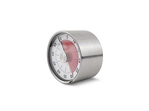 Timer Temporizador Cronômetro Analógico Inox Magnético Com Imã 60 Minutos Para Cozinha Mimo Style