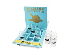 Jogo de Tabuleiro Batalha Naval Drink Game Festa Com 8 Copos de Shot Dose Unika Games