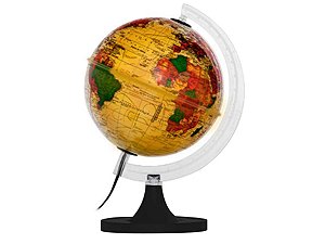 Globo Terrestre Aquarela Amarelo Lâmpada Led Luminária Decorativo Mapa Mundi Divisão De Países Português Escolar