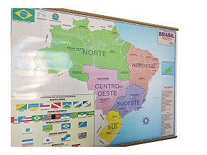 Mapa do Brasil em Braille Rodoviário e Estatístico Edição Atualizada Marcação Divisão Entre Estados 120x90CM