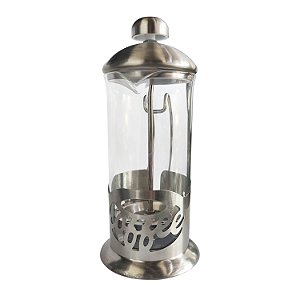 Cafeteira Prensa Francesa Cremeira 350ML De Vidro e Aço Inox Para Café Chá Modelo Escrita Coffee