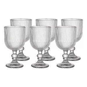Conjunto de Taças Kit 6 Peças Modelo Raye 400ML Cristal Lines Para Suco Água Mesa Posta