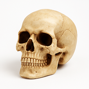 Enfeite Decorativo Cabeça Crânio Caveira Realista Médio 9CM Presente Halloween Anatomia Óssea