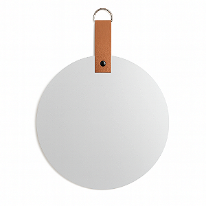 Espelho Decorativo Redondo 38CM Com Alça de Couro Sintético Para Pendurar