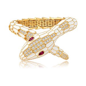 Bracelete de luxo esmaltado com zircônia cristal banho em ouro 18k